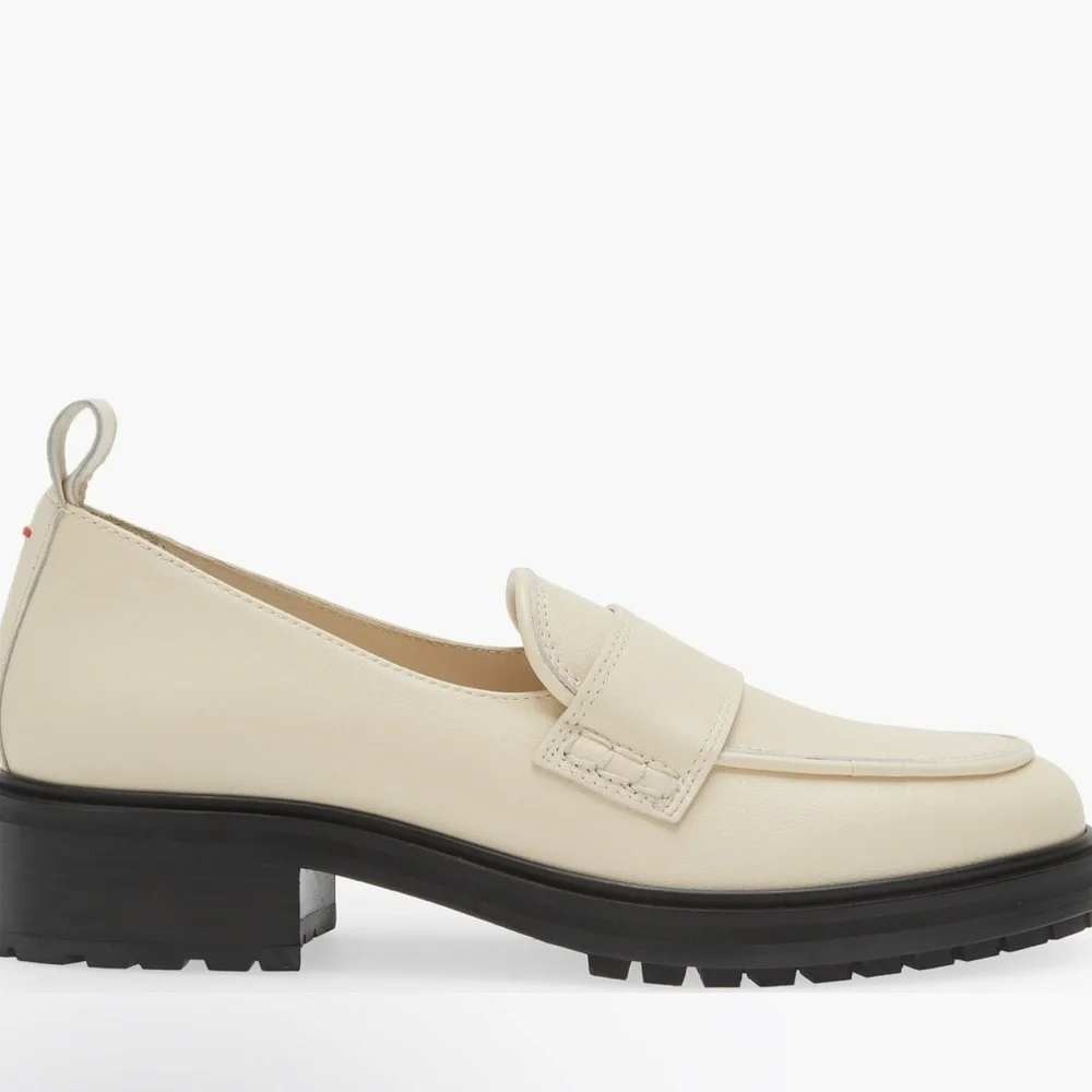 Aeyde Ruth LugSole Chunky Italian Apron Leather Platform Loafers in Creamy SZ 9